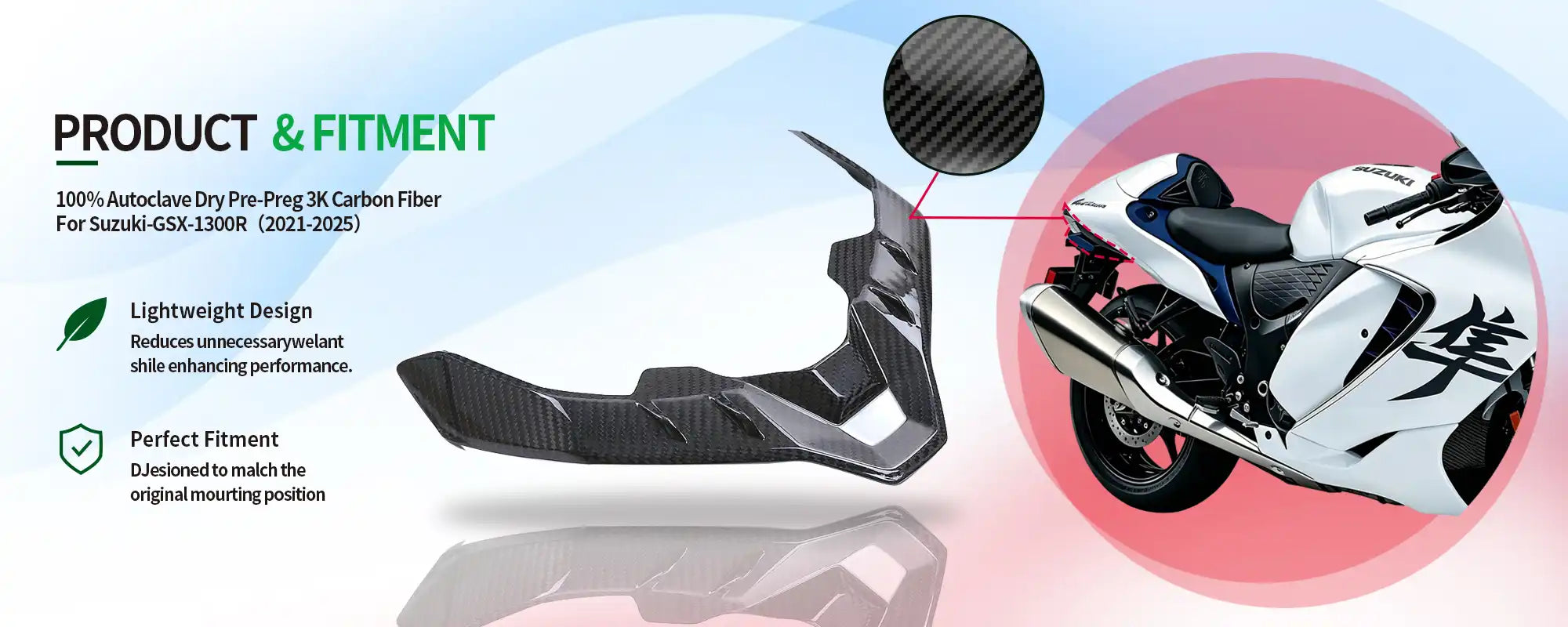 Carbon Fiber Tail Fairing for Suzuki GSX1300R Hayabusa 2021-2025, 2x2 Twill Weave (Glossy)