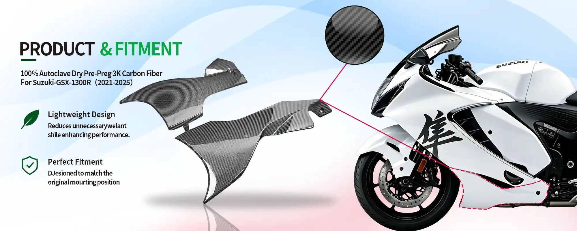 Carbon Fiber Lower Belly Pan for Suzuki GSX1300R Hayabusa 2021-2025, 2x2 Twill Weave (Glossy)