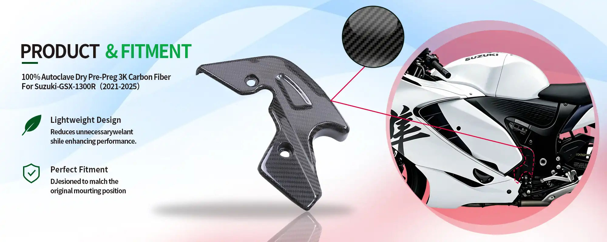 Carbon Fiber Sprocket Cover for Suzuki GSX1300R Hayabusa 2021-2025, 2x2 Twill Weave (Glossy)