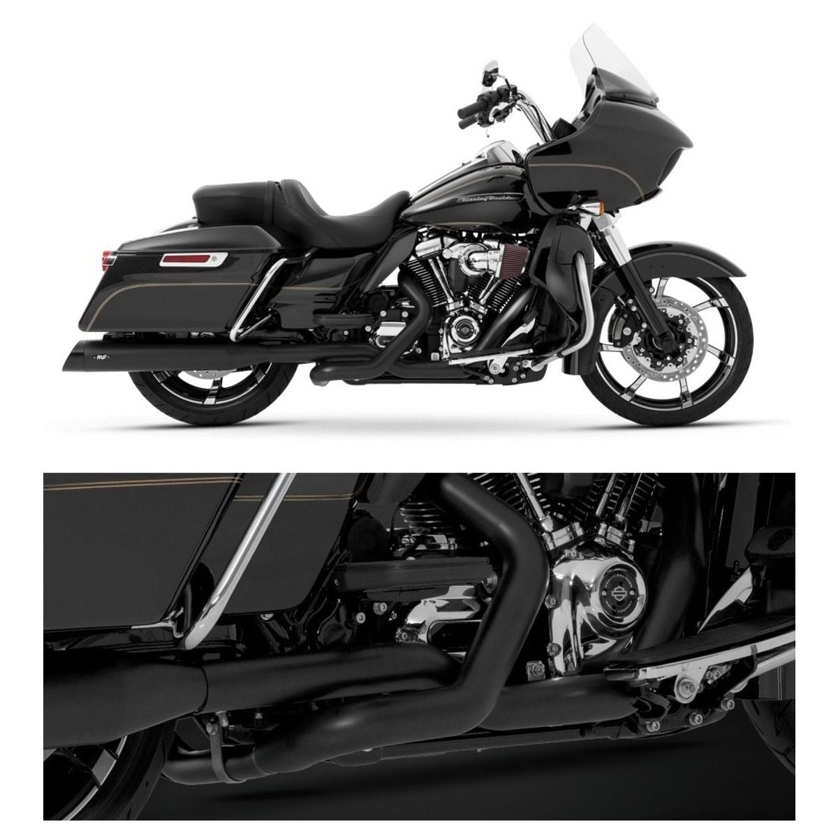 M8 Pro Dual head pipes Black Touring 2017- Up mf-7210906